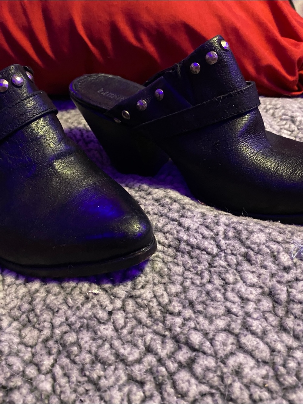 LIBERTY Black Black Studded Leather Mules